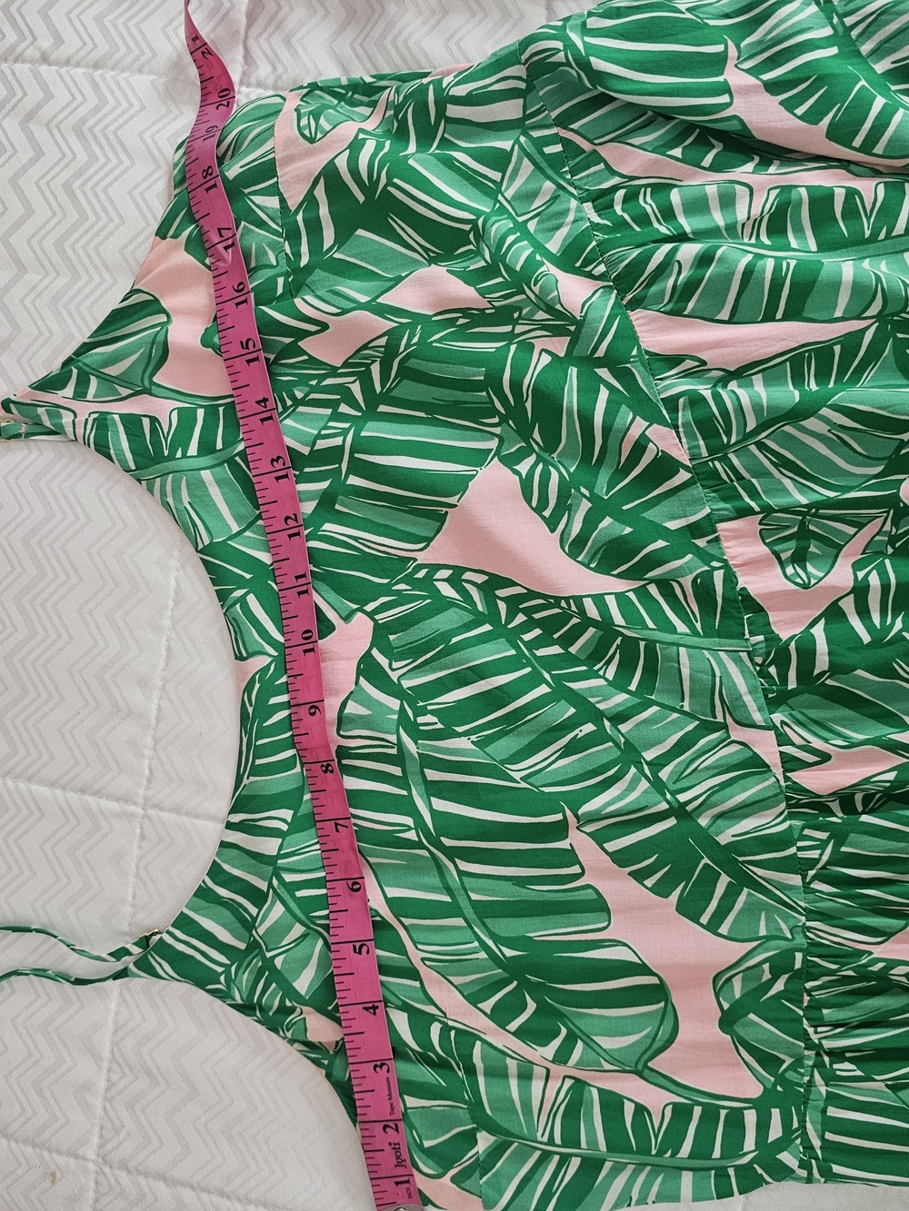 Lilly Pulitzer Green Tropical Leaf Maxi Dress with Pink Accents - Picture 4 of 9